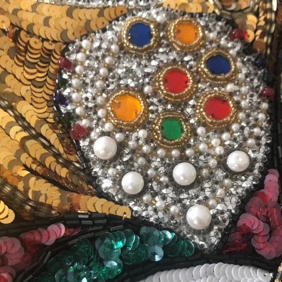 80s Saks Fifth Avenue Pat Sandler for Wellmore Sequin Beaded Dress M - Picture 9 of 16